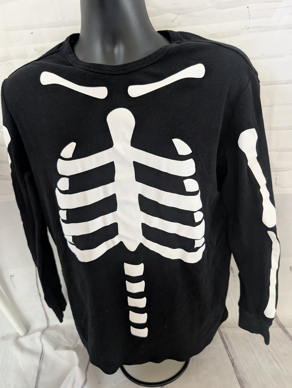 Men's Black Skeleton Long Sleeve Pajama Shirt